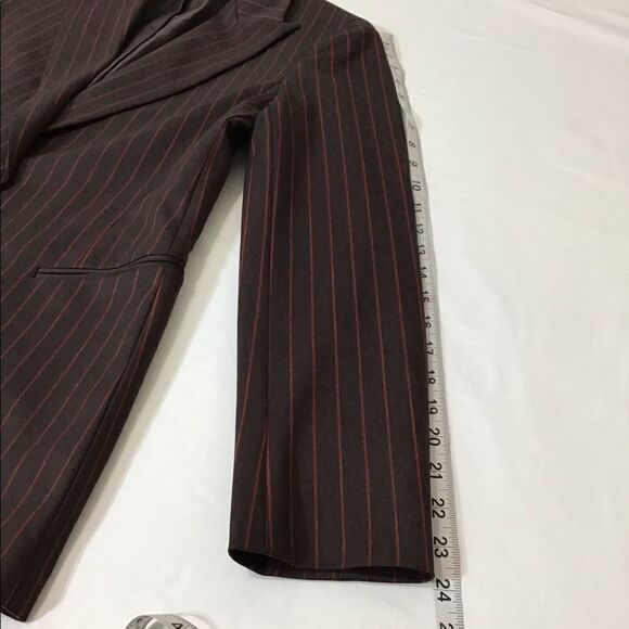Lafayette 148 Wool Blazer Brown Red Pinstripes Single Button Blazer Size 4 - Picture 8 of 10